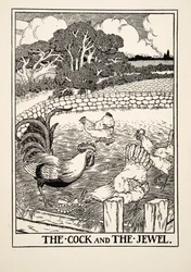 Kukko ja jalokivi, teoksesta Sata Aisopoksen satua, julkaistu 1903
