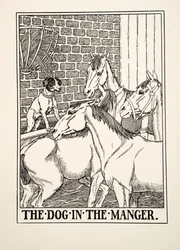 Koira seimessä, julkaisusta A Hundred Fables of Aesop, pub.1903