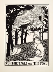 Kotka ja kettu, julkaisusta A Hundred Fables of Aesop, pub.1903