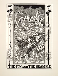 The Fox and the Bramble, julkaisusta A Hundred Fables of Aesop, pub.1903