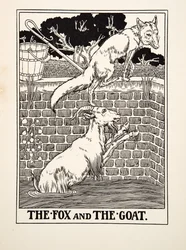 Kettu ja vuohi, julkaisusta A Hundred Fables of Aesop, pub.1903
