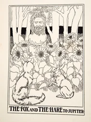 Kettu ja jänis Jupiteriin, teoksesta A Hundred Fables of Aesop, pub.1903
