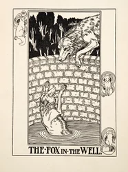The Fox in the Well, julkaisusta A Hundred Fables of Aesop, pub.1903