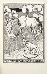 Kettu, susi ja hevonen, teoksesta Fontainen taruja, pub. 1905