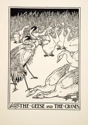 Hanhet ja kurvit, julkaisusta A Hundred Fables of Aesop, pub.1903