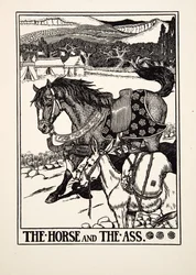 Hevonen ja aasi, julkaisusta A Hundred Fables of Aesop, pub.1903
