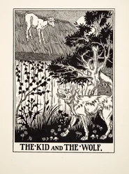 The Kid and the Wolf, julkaisusta A Hundred Fables of Aesop, pub.1903