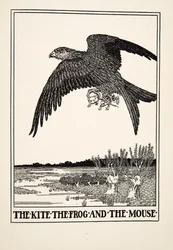 Leija, sammakko ja hiiri, julkaisusta A Hundred Fables of Aesop, pub.1903