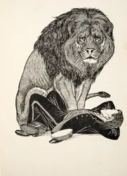 Leijona ja hänen vartijansa, A Hundred Anekdootes of Animals, pubista. 1924