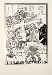 Mies ja puujumala, teoksesta Fontaine Fables, pub. 1905