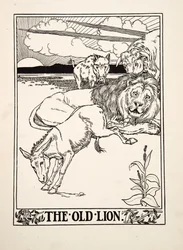 Vanha leijona, sarjasta A Hundred Fables of Aesop, pub.1903