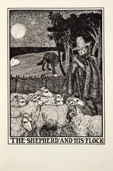 Paimen ja hänen laumansa, teoksesta Fontaine Fables, pub. 1905