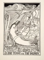 Tunni ja delfiini, julkaisusta A Hundred Fables of Aesop, pub.1903