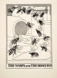 Ampiaiset ja hunajapotti, julkaisusta A Hundred Fables of Aesop, pub.1903
