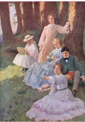 Jo osoitti, ja Laurie ryhtyi tutkimaan Associated Newspapers Limitedin julkaisemaa Little Women -julkaisua, n. 1940 (värilitho)