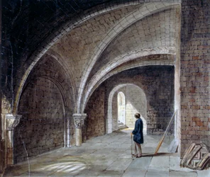 Crypt St James in the Wallin alla, Wood Street Square, Lontoo, 1855.