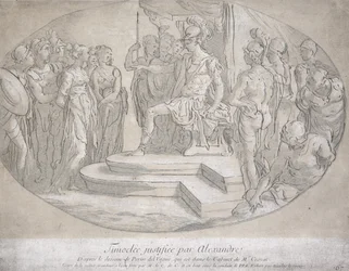 Alexandre et Timoclee, kaiverrus Nicolas Lesueur (1691-1764) (litho)