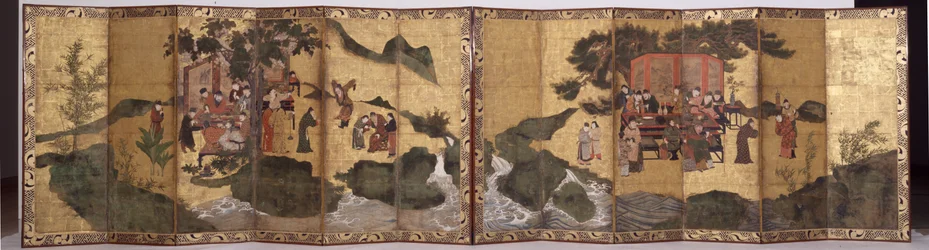 The Eight Immortals of the Wine Cup, n. 1600 (muste, pigmentti kullalla, pari kuusinkertaista näyttöä)