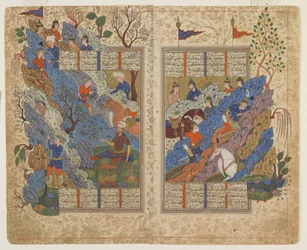 Gudarz surmaa Piranin vuorella Shahnamasta