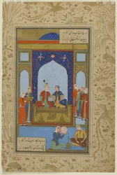 Potiphar ja Zulaykha nousi valtaistuimelle elokuvasta "Yusuf and Zulaykha", 1575