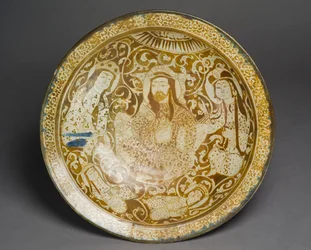 Kultahohteella koristeltu kivitahna-astia, Kashanista, Iranista, 1200-luvun alku (keraaminen)