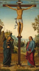 Ristiinnaulitseminen Neitsyen, Pyhän Johanneksen, Pyhän Hieromuksen ja Pyhän Maria Magdaleenan kanssa..., n. 14821485