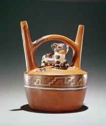 Keramiikka jaguarilla varustettu jalustin, Nazca Culture (keraaminen)