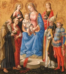 Madonna ja lapsi kuuden pyhän kanssa, 1440-luvun loppu.