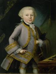 Nuori Mozart hovipuvussa (öljy kankaalle)