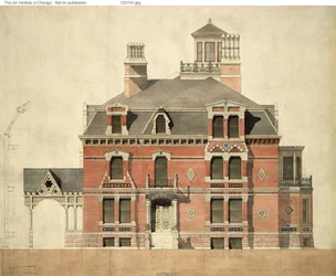 Eliphalet W. Blatchford House, Chicago, Illinois, LaSalle Street Elevation and Partial Section