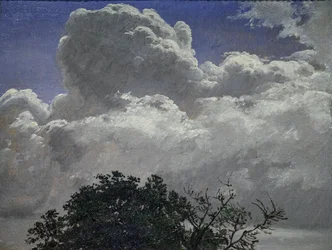 Tutkimus taivaasta ja puunlatvasta, noin 1840 (öljy kartongille).
