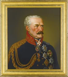 Gebhard Leberecht von Blucher, prinssi de Wahlstatt - Muotokuva Gebhard Leberecht von Bluecherista, Wahlstattin prinssistä (1742-1819), kirjoittanut Stroehling, Eduard (1768-1826), - Öljy kuparille, 36,5x31,5 - Yksityiskokoelma