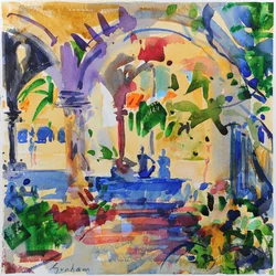 Stanford Cloisters, Kalifornia, 2022 (akvarelli)