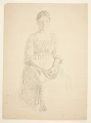 Taiteilijan vaimo istuu mallina rouva Thora Karl Madsenin muotokuvassa maalaukseen: Faaborgin museon avajaiset (1910-11)