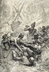 Egyptin retkikunta: Orientin tuhoutuminen Niilin taistelussa (Aboukirin taistelu) elokuussa 1798 (Aboukir Bayn taistelu: L