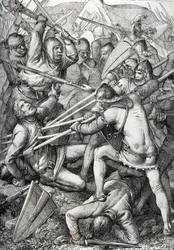 Sempachin taistelu käytiin 9. heinäkuuta 1386 Itävallan herttua Leopold III:n ja vanhan Sveitsin valaliiton välillä. Hän piirsi kynän Anton Zieglerin kirjasta Historische Memorabilian des In-und Auslandes (historialliset muistot).