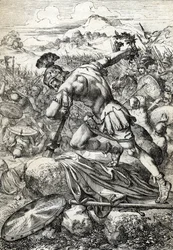 Roomalaisen sotapäällikön Varuksen (Publius Quinctilius Varus) (46 eaa.-9 jaa.) itsemurha miekallaan Teutoburgin taistelussa (Teutoburger Wald tai Teutberg), jossa roomalaiset ja germaanit taistelivat vastakkain vuonna 9 jaa. (Roomalaisen sotapäällikön