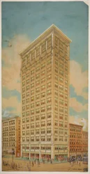 Prairie School Skyscraper, Chicago, Illinois, Perspective, 1910.