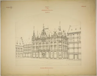 Rathskeller uusi rakennus, Halle (Saale), Saksi-Anhalt, Saksa, Perspektiivi (keskeneräinen)