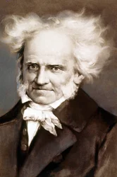 Saksalaisen filosofin Arthur Schopenhauerin (1788-1860) valokuva Peter Kramerin maalauksen jälkeen