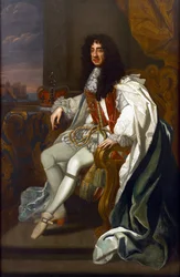 Barokki: Englannin Kaarle II:n (1630-1685) muotokuva Sukkanauharitarikunnan asussa, Sir Peter Lely (1618-1680). 213,5 x 140. Yksityiskokoelma
