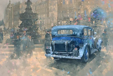 Phantom in Piccadilly (yksityiskohta) (öljy kankaalle)