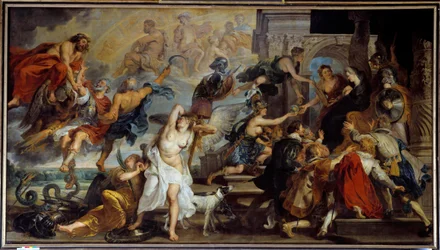 Henrik IV:n (1553-1610) apoteoosi ja Mediciksen Marian (1573-1642) valtionhallinnon julistus vuonna 1610. Pierre Paul (Pierre-Paul) Rubensin (tai Peter Paulin tai Petrus Pauluksen) maalaus (1577-1640), flaamilainen koulu