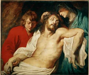 Pyhän Marian ja apostoli Johannes apostolin kanssa, n.1614-15 (maalaus tammipuulle).