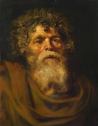 Vanhan miehen päällikkö, orjantappurakruunu (Ecce Homo) -tutkimus, n. 1612-14 (öljy paneelille)