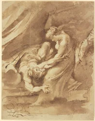 Judith mestaamassa Holoferneksen, noin 1609-10 (tussi ja pesu paperille).