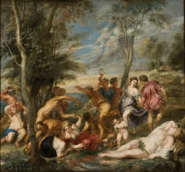 La Bacchanale des Andriens (et Ariane endormie) - Andrialaisten bakkanaali - Rubens, Pieter Paul (1577-1640) - 1630-luku - Öljy kankaalle - 200x215 - Tukholman kansallismuseo