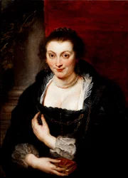 Taiteilijan vaimon Isabella Brandtin muotokuva Peter Paul (Pierre-Paul) Rubensin (tai Peter Paulin tai Petrus Pauluksen) maalaus (1577-1640) 1620 noin. Aurinko. 86x62 cm Firenze, Galleria degli Uffizi (toimistot)