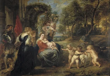 Lepää lennossa Egyptiin, pyhien kanssa, n. 1635