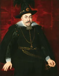 Sigismund III Vaasa, Puolan ja Ruotsin kuningas ja Liettuan suurruhtinas - Puolan kuninkaan (1566-1632) Sigismund III Vaasan muotokuva, kirjoittanut Rubens, Pieter Paul (1577-1640). öljy kankaalle